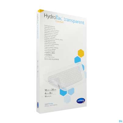 Sie sehen eine Packung Schaumverband Hydrotac Transparent/comfort 10x20cm 10st, Produktbild: 02 Schaumverband Hydrotac Transparent/comfort 10x20cm 10st, A-Nr.: 5310604 - 02