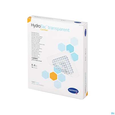 Sie sehen eine Packung Schaumverband Hydrotac Transparent/comfort 8x 8cm 10st, Produktbild: 03 Schaumverband Hydrotac Transparent/comfort 8x 8cm 10st, A-Nr.: 5310596 - 03