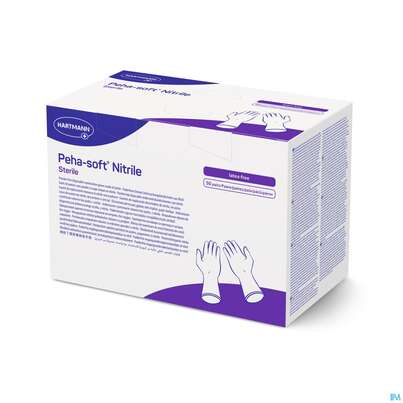 Sie sehen eine Packung Untersuchungshandschuhe Peha/soft/puderfrei Nitrile Sterile L 100st, Produktbild: 04 Untersuchungshandschuhe Peha/soft/puderfrei Nitrile Sterile L 100st, A-Nr.: 3997614 - 04