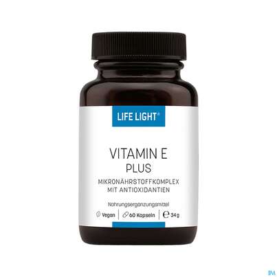 Sie sehen eine Packung Vitamin E Kapseln Plus Life Light 60st, Produktbild: 01 Vitamin E Kapseln Plus Life Light 60st, A-Nr.: 4288251 - 01