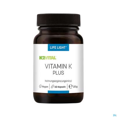 Sie sehen eine Packung Vitamin K Kapseln Plus Life Light 60st, Produktbild: 01 Vitamin K Kapseln Plus Life Light 60st, A-Nr.: 4288245 - 01
