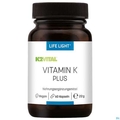 Sie sehen eine Packung Vitamin K Kapseln Plus Life Light 60st, Produktbild: 02 Vitamin K Kapseln Plus Life Light 60st, A-Nr.: 4288245 - 02
