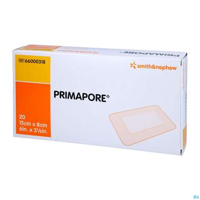Sie sehen eine Packung Wundverband Primapore Steril 8x 15cm 20st, Produktbild: 02 Wundverband Primapore Steril 8x 15cm 20st, A-Nr.: 2213585 - 02