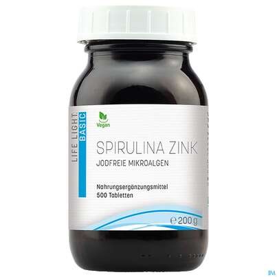 Sie sehen eine Packung Zink Tabl Spirulina 500st, Produktbild: 01 Zink Tabl Spirulina 500st, A-Nr.: 2598131 - 01