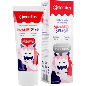 Nordics Probiotische Zahnpasta Kids Strawberry Splash ohne Flourid, A-Nr.: 5666933 - 01