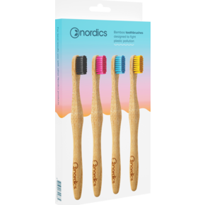 Nordics Öko Zahnbürsten Bambus Sparpack 4x Erwachsene, A-Nr.: 5666873 - 01