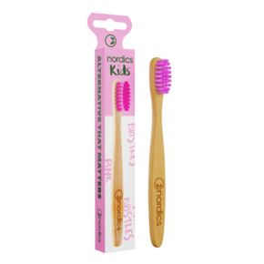 Nordics Öko Zahnbürste Kids Bambus mit pinken Borsten, A-Nr.: 5332037 - 01