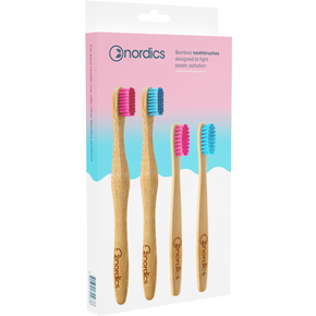 Nordics Öko Zahnbürsten Bambus Family Pack 2x Erwachsene 2x Kids, A-Nr.: 5666867 - 01