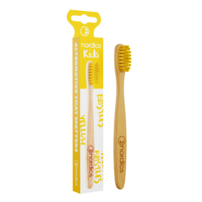Nordics Öko Zahnbürste Kids Bambus mit gelben Borsten, A-Nr.: 5332132 - 01