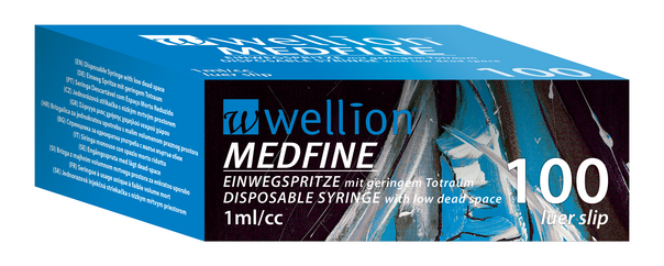 Wellion MEDFINE Einwegspritze 1ml/cc, 100 luer slip, A-Nr.: 5445617 - 01