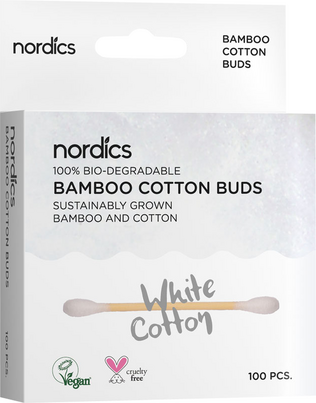 Sie sehen eine Packung Nordics Bio Kosmetikstächen Bambus Weiß, Produktbild: 01 Nordics Bio Kosmetikstächen Bambus Weiß, A-Nr.: 5332161 - 01