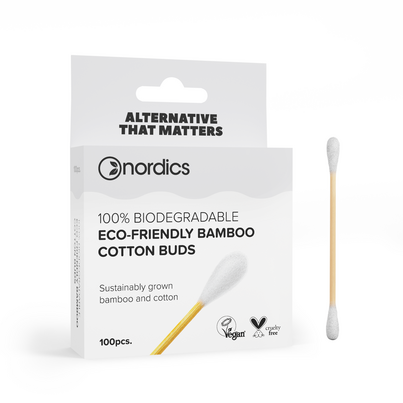 Sie sehen eine Packung Nordics Bio Kosmetikstächen Bambus Weiß, Produktbild: 02 Nordics Bio Kosmetikstächen Bambus Weiß, A-Nr.: 5332161 - 02