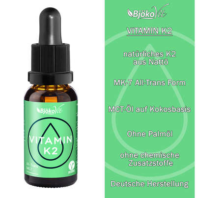 Sie sehen eine Packung BjökoVit Vitamin K2 MK7 all-trans 100mcg Tropfen vegan, Produktbild: 07 BjökoVit Vitamin K2 MK7 all-trans 100mcg Tropfen vegan, A-Nr.: 5174785 - 07