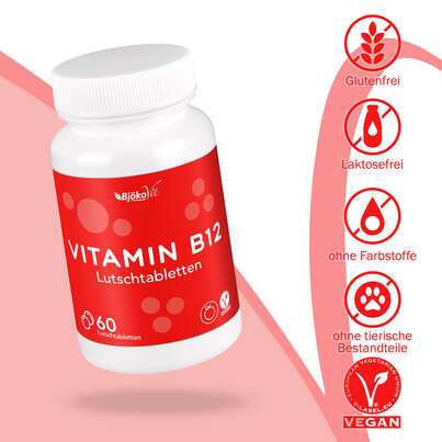 Sie sehen eine Packung BjökoVit Vitamin B12 Lutschtabletten 500mcg vegan, Produktbild: 06 BjökoVit Vitamin B12 Lutschtabletten 500mcg vegan, A-Nr.: 5174615 - 06