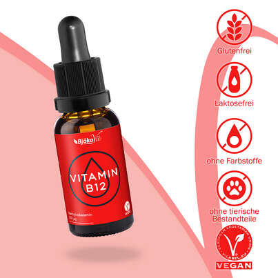 Sie sehen eine Packung BjökoVit Vitamin B12 Tropfen vegan, Produktbild: 05 BjökoVit Vitamin B12 Tropfen vegan, A-Nr.: 5174710 - 05
