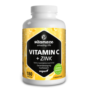 Vitamaze Vitamin C 1000mg hochdosiert +Zink vegan, A-Nr.: 5179328 - 01