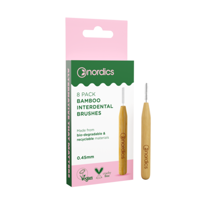 Sie sehen eine Packung Nordics Öko Interdental Zahnbürste Bambus 0,45mm, Produktbild: 01 Nordics Öko Interdental Zahnbürste Bambus 0,45mm, A-Nr.: 5339335 - 01