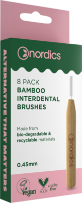 Sie sehen eine Packung Nordics Öko Interdental Zahnbürste Bambus 0,45mm, Produktbild: 02 Nordics Öko Interdental Zahnbürste Bambus 0,45mm, A-Nr.: 5339335 - 02
