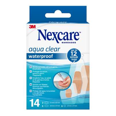 Nexcare™ Aqua Clear Waterproof Pflaster, Assorted, 14/Pack, A-Nr.: 4892308 - 01