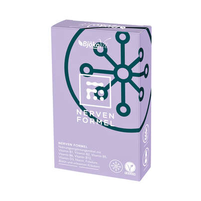 Sie sehen eine Packung BjökoVit Nerven Formel Kapseln vegan, Produktbild: 01 BjökoVit Nerven Formel Kapseln vegan, A-Nr.: 5174673 - 01