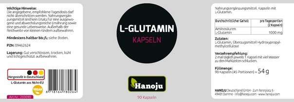 Hanoju L-Glutamin 500mg, A-Nr.: 4255493 - 02