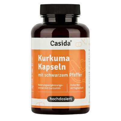 Sie sehen eine Packung Casida Kurkuma Kapseln mit schwarzem Pfeffer, Produktbild: 01 Casida Kurkuma Kapseln mit schwarzem Pfeffer, A-Nr.: 5338991 - 01