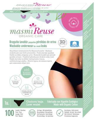 Bio Inkontinenz Slip - Low Waist - Größe M - Schwarz - MASMI, A-Nr.: 5777012 - 01