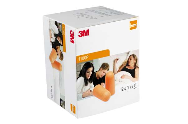 3M™ Gehörschutzstöpsel, ohne Kordel, Zweierpack, 12 Paar/Packung, 1100P, A-Nr.: 5386955 - 01