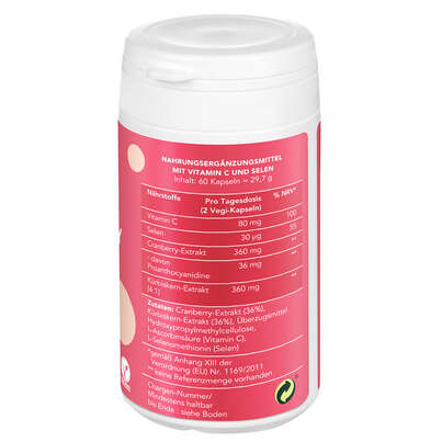 Sie sehen eine Packung BjökoVit Cranberry-Kürbis Kapseln vegan, Produktbild: 02 BjökoVit Cranberry-Kürbis Kapseln vegan, A-Nr.: 5174590 - 02