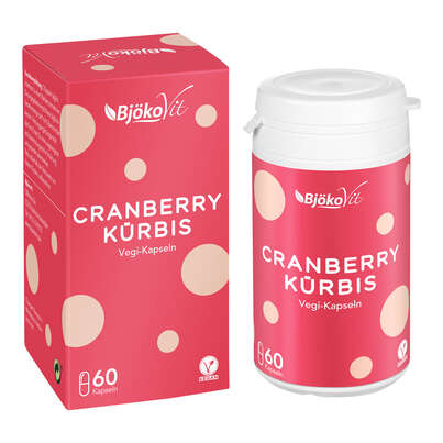 Sie sehen eine Packung BjökoVit Cranberry-Kürbis Kapseln vegan, Produktbild: 04 BjökoVit Cranberry-Kürbis Kapseln vegan, A-Nr.: 5174590 - 04