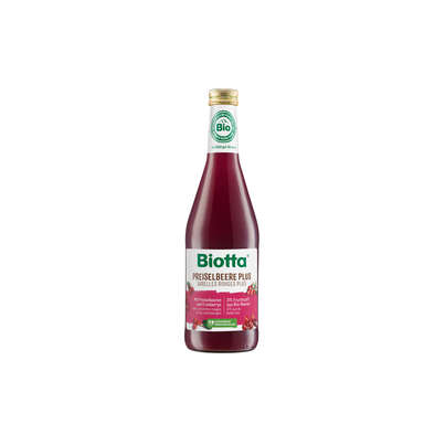 Sie sehen eine Packung Biotta PREISELBEERE PLUS Bio, Produktbild: 02 Biotta PREISELBEERE PLUS Bio, A-Nr.: 5356167 - 02