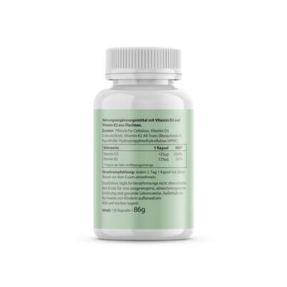 Sie sehen eine Packung Biotanicals Vitamin D3+K2 Kapseln, Produktbild: 03 Biotanicals Vitamin D3+K2 Kapseln, A-Nr.: 5461220 - 03