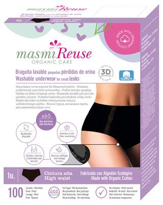 Bio Inkontinenz Maxislip - High Waist - Größe M - Schwarz - MASMI, A-Nr.: 5777070 - 01