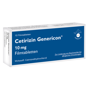 Sie sehen eine Packung Cetirizin Genericon® lindert Allergiesymptome, Produktbild: 01 Cetirizin Genericon® lindert Allergiesymptome, A-Nr.: 2444215 - 01