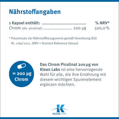 Chrompicolinat 200 mcg Klean Labs Kapseln, A-Nr.: 5707922 - 08