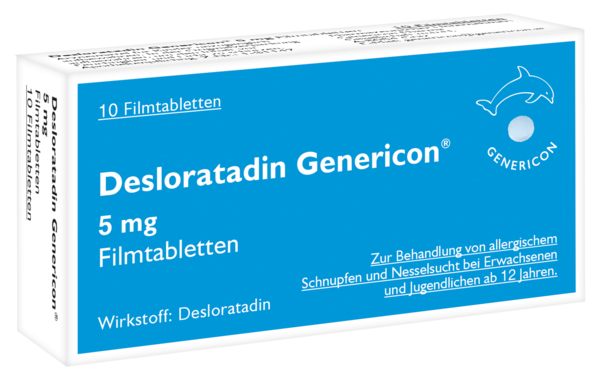Sie sehen eine Packung Desloratadin Genericon® lindert Allergiesymptome, Produktbild: 01 Desloratadin Genericon® lindert Allergiesymptome, A-Nr.: 3903010 - 01