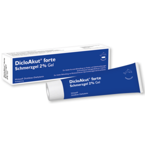 Sie sehen eine Packung DicloAkut® forte Schmerzgel 2 % Gel lindert Schmerzen und Entzündungen, Produktbild: 01 DicloAkut® forte Schmerzgel 2 % Gel lindert Schmerzen und Entzündungen, A-Nr.: 5521904 - 01