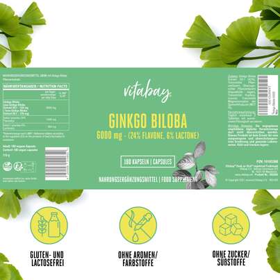 Vitabay Ginkgo Biloba 6000 mg Kapseln, A-Nr.: 5881181 - 07