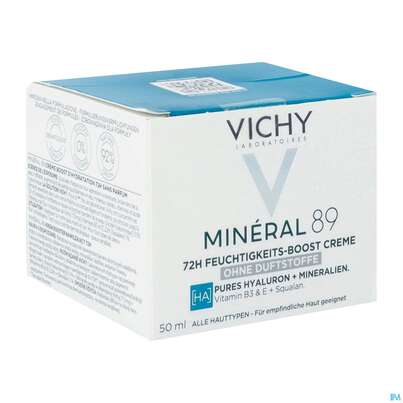 Sie sehen eine Packung Vichy Mineral 89 Creme Ohne Duftstoffe 50ml, Produktbild: 09 Vichy Mineral 89 Creme Ohne Duftstoffe 50ml, A-Nr.: 5667878 - 09