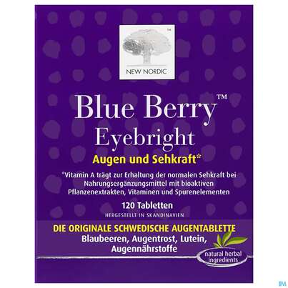Sie sehen eine Packung Blue Berry Tabl New Nordic 120st, Produktbild: 02 Blue Berry Tabl New Nordic 120st, A-Nr.: 3094987 - 02