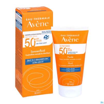 Sie sehen eine Packung Avène Sonnenfluid Spf 50+ 50ml, Produktbild: 11 Avène Sonnenfluid Spf 50+ 50ml, A-Nr.: 5598976 - 11