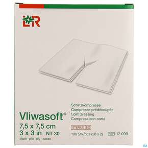 Schlitzkompressen Vliwasoft 4fach Steril 7,5x 7,5cm 100st, A-Nr.: 2554530 - 01