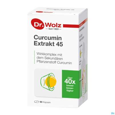 Sie sehen eine Packung Curcumin Kapseln Extrakt 45 Dr.wolz Nr 60553 90st, Produktbild: 04 Curcumin Kapseln Extrakt 45 Dr.wolz Nr 60553 90st, A-Nr.: 4289983 - 04