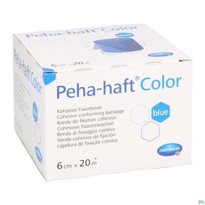 Sie sehen eine Packung Peha-haft Color Latexfrei Blue 20mx 6cm 1st, Produktbild: 05 Peha-haft Color Latexfrei Blue 20mx 6cm 1st, A-Nr.: 3879820 - 05