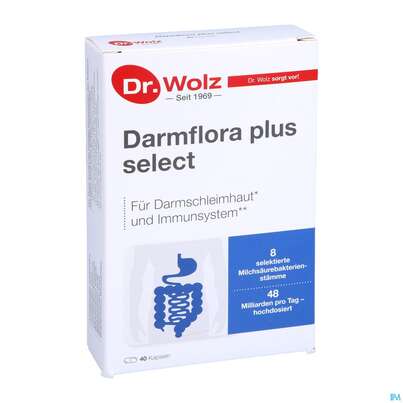 Sie sehen eine Packung Darmflora Plus Dr.wolz Select Kapseln Nr 60586 40st, Produktbild: 07 Darmflora Plus Dr.wolz Select Kapseln Nr 60586 40st, A-Nr.: 3839298 - 07