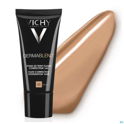 Sie sehen eine Packung Vichy Dermablend Make-up 45 Gold 30ml, Produktbild: 25 Vichy Dermablend Make-up 45 Gold 30ml, A-Nr.: 3044647 - 25