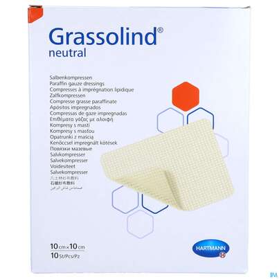 Kompressen Grassolind Neutral Salbenkompresse Steril 10x 10cm 10st, A-Nr.: 1520233 - 01