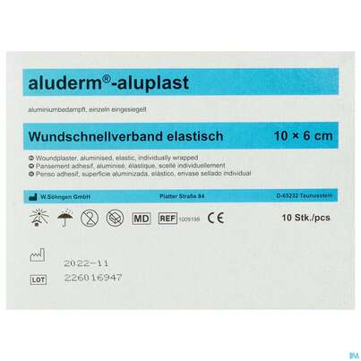 Aluderm/aluplast Wundverbandpflaster Elastisch 10x 6cm 10st, A-Nr.: 1380832 - 01