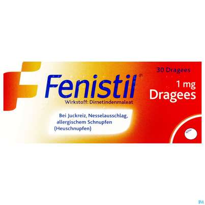 Sie sehen eine Packung Fenistil Drag 1mg 30st, Produktbild: 04 Fenistil Drag 1mg 30st, A-Nr.: 0021545 - 04