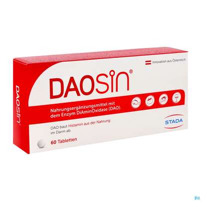 Sie sehen eine Packung Daosin Enzym Diaminooxidase Tabl 60st, Produktbild: 02 Daosin Enzym Diaminooxidase Tabl 60st, A-Nr.: 5372551 - 02
